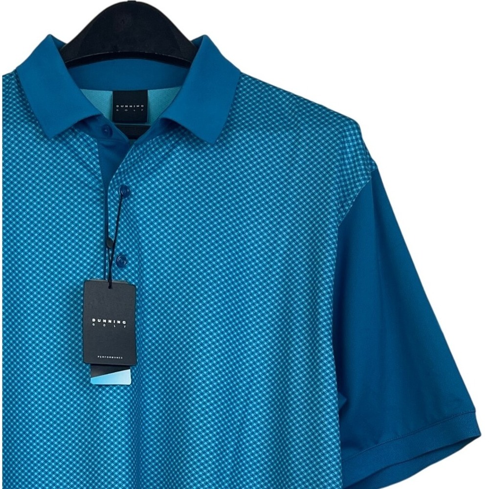 NEW Dunning Golf Mens L Polo Shirt Laguna Ocean Blue Wicking Performance Coolmax